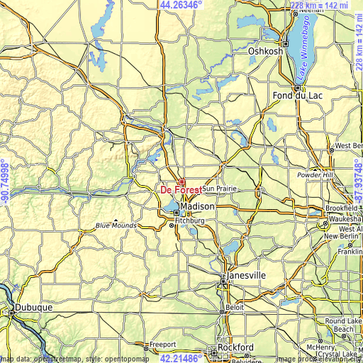 Topographic map of De Forest