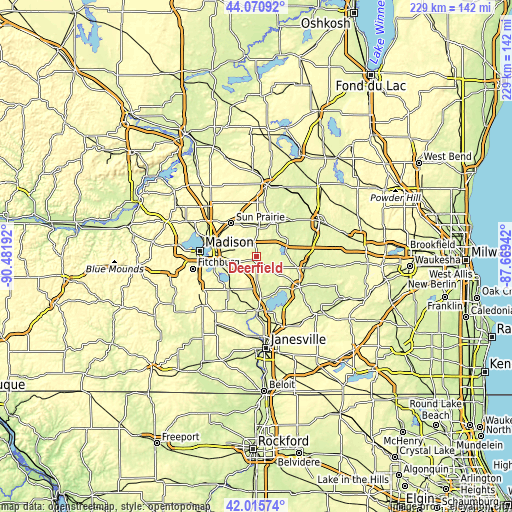 Topographic map of Deerfield