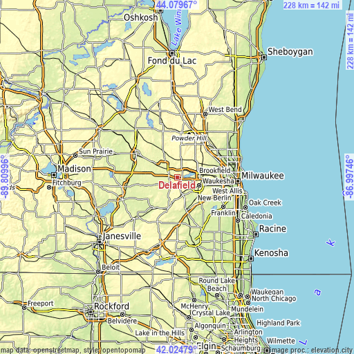 Topographic map of Delafield