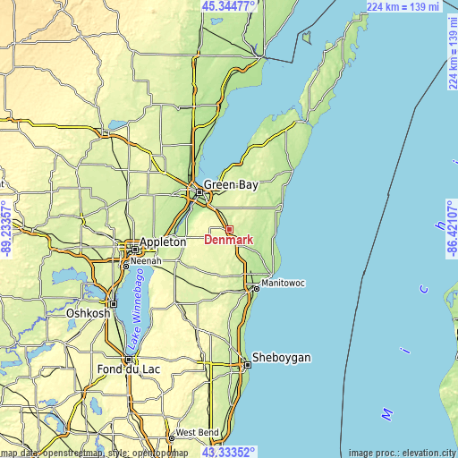 Topographic map of Denmark