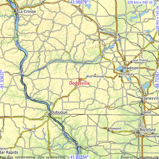 Topographic map of Dodgeville