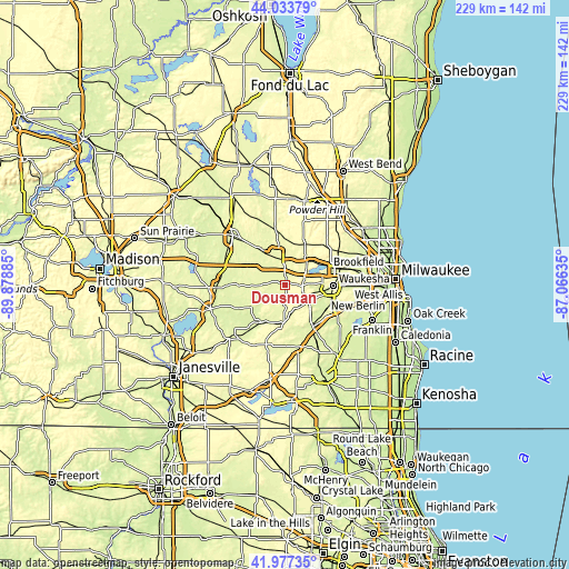 Topographic map of Dousman