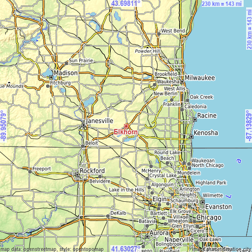 Topographic map of Elkhorn