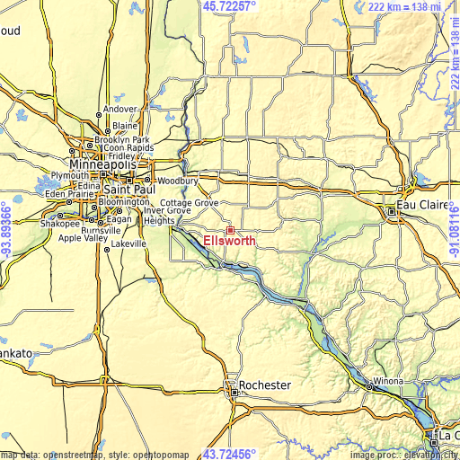 Topographic map of Ellsworth