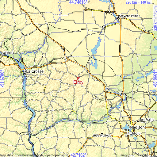 Topographic map of Elroy