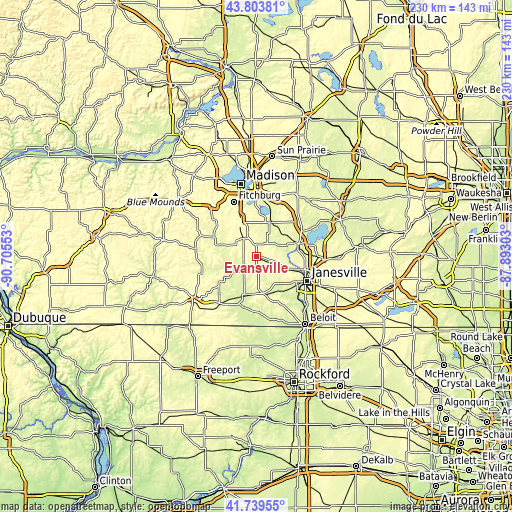 Topographic map of Evansville