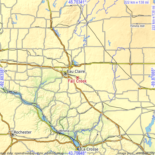 Topographic map of Fall Creek