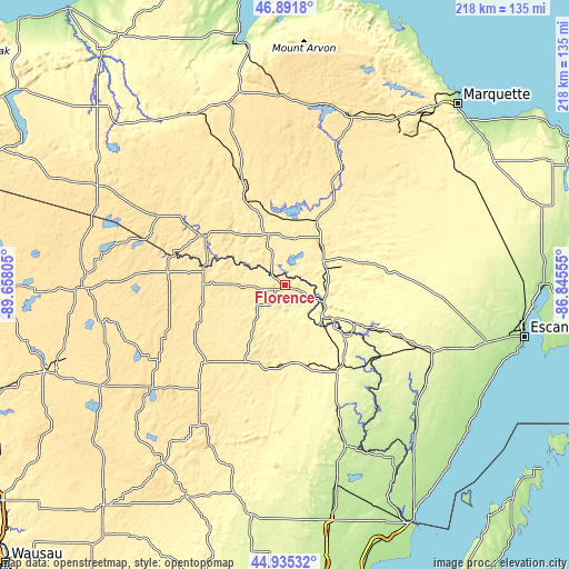 Topographic map of Florence