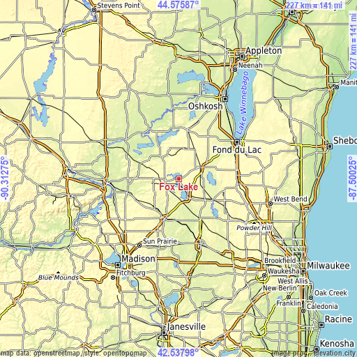 Topographic map of Fox Lake