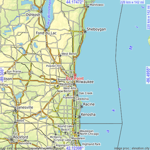 Topographic map of Fox Point