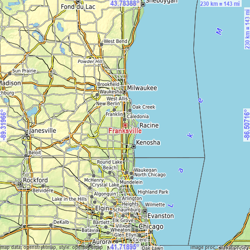 Topographic map of Franksville