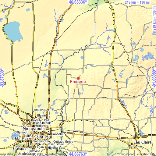 Topographic map of Frederic