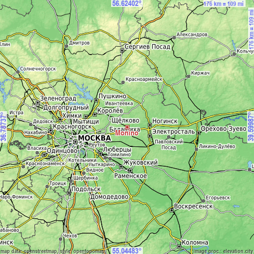 Topographic map of Monino