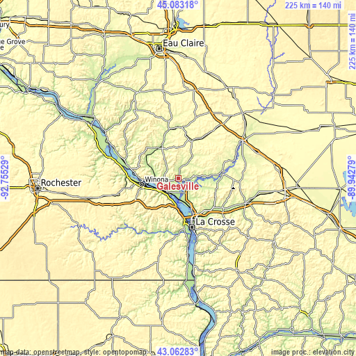 Topographic map of Galesville