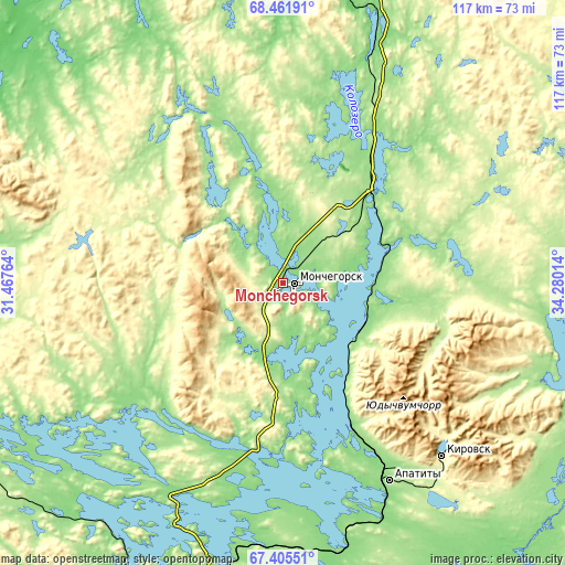 Topographic map of Monchegorsk