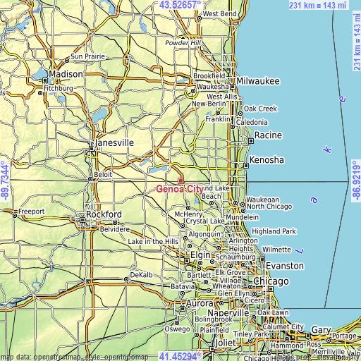 Topographic map of Genoa City