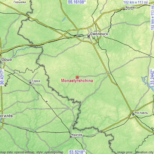 Topographic map of Monastyrshchina