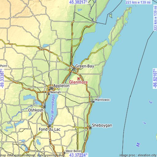 Topographic map of Glenmore