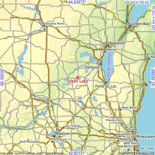 Topographic map of Green Lake