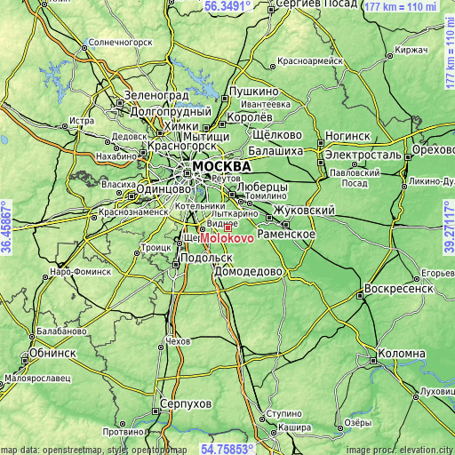 Topographic map of Molokovo