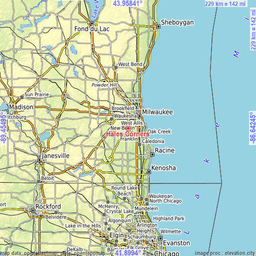 Topographic map of Hales Corners