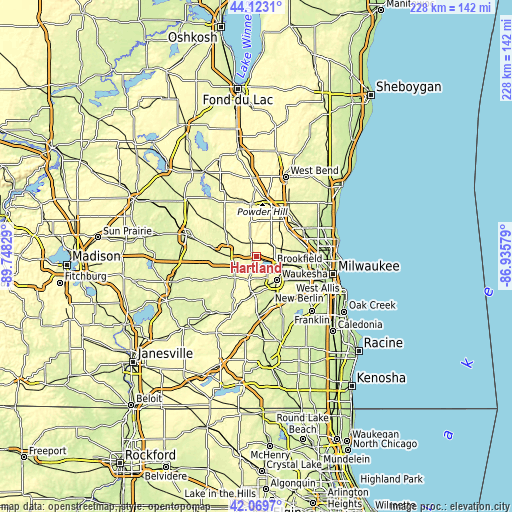 Topographic map of Hartland