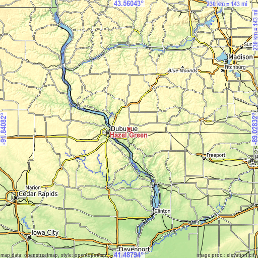 Topographic map of Hazel Green