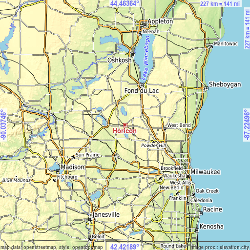 Topographic map of Horicon