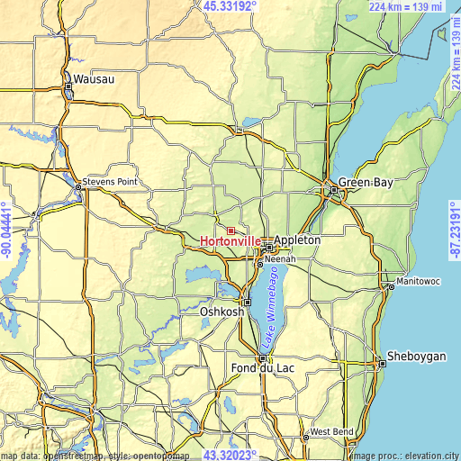 Topographic map of Hortonville