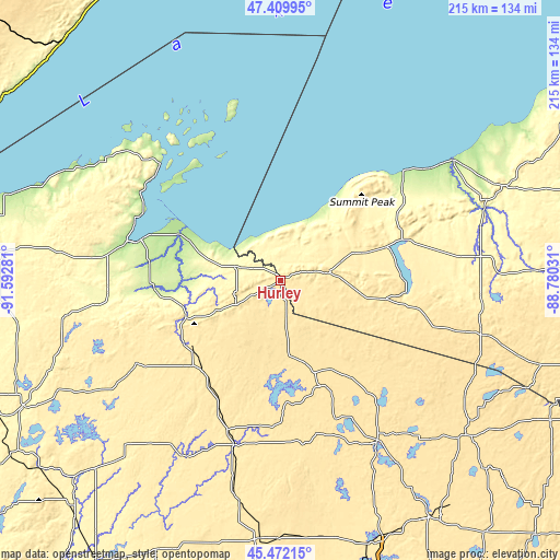 Topographic map of Hurley