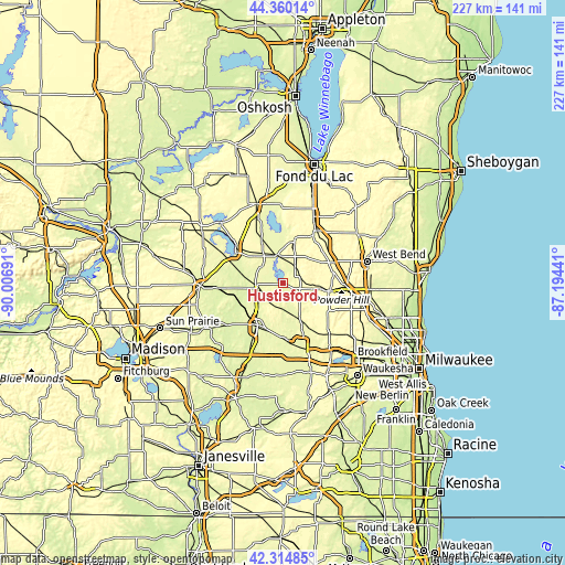 Topographic map of Hustisford