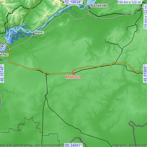 Topographic map of Mokrous