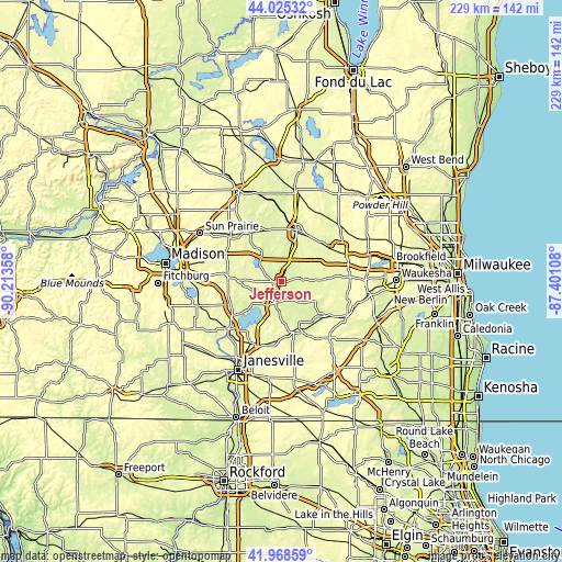 Topographic map of Jefferson