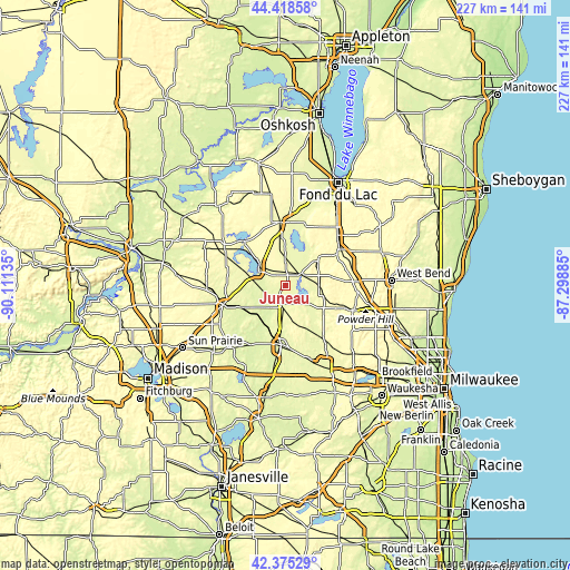 Topographic map of Juneau