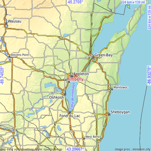 Topographic map of Kimberly