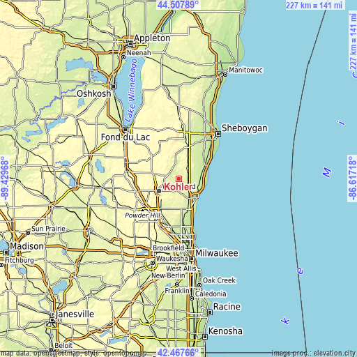 Topographic map of Kohler