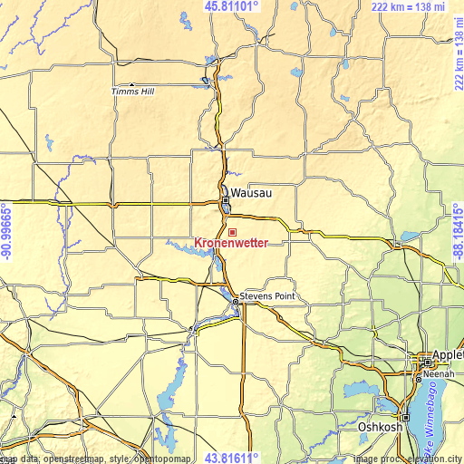 Topographic map of Kronenwetter