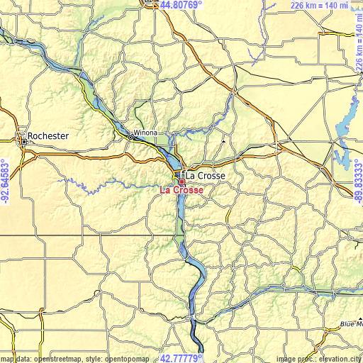 Topographic map of La Crosse