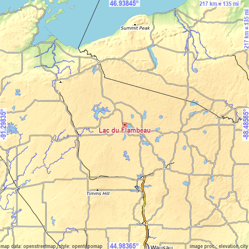 Topographic map of Lac du Flambeau