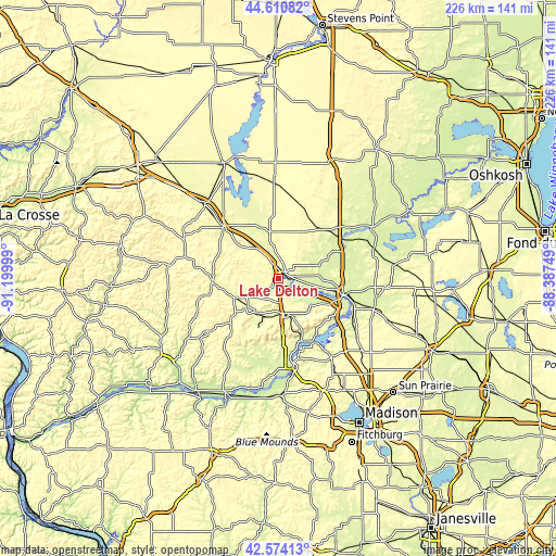 Topographic map of Lake Delton