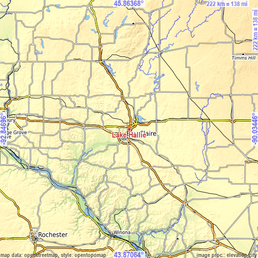 Topographic map of Lake Hallie