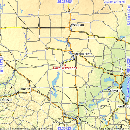 Topographic map of Lake Wazeecha