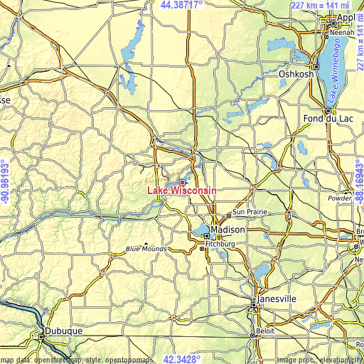 Topographic map of Lake Wisconsin