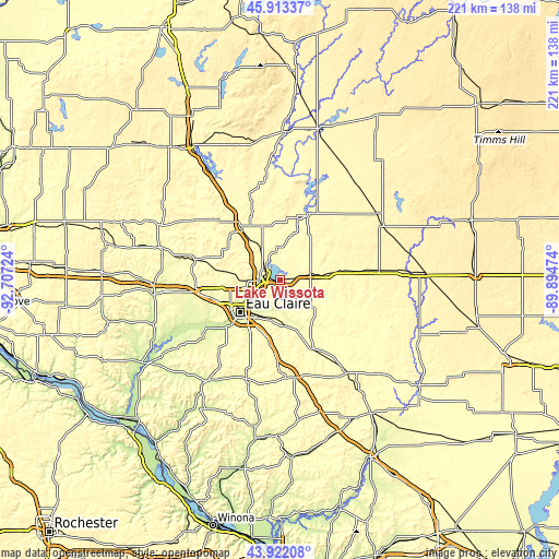 Topographic map of Lake Wissota