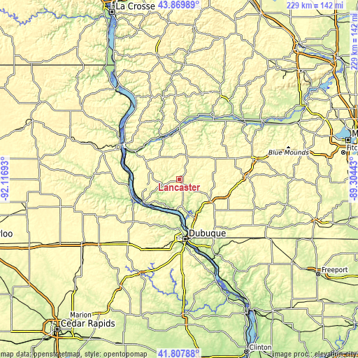 Topographic map of Lancaster