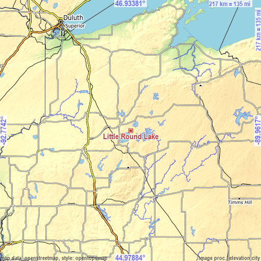 Topographic map of Little Round Lake