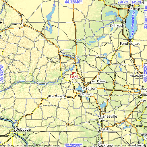 Topographic map of Lodi