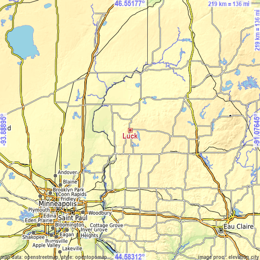 Topographic map of Luck