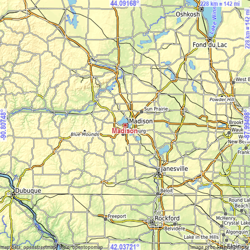 Topographic map of Madison