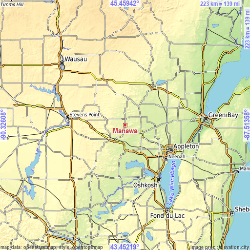 Topographic map of Manawa